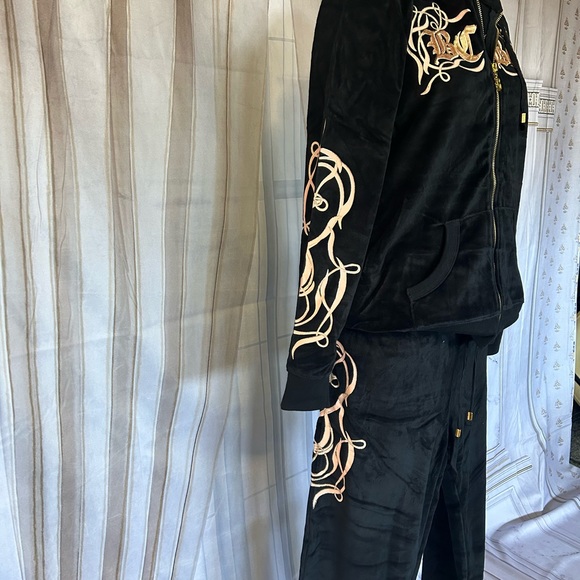 BCBG MAXAZRIA black & peach jogger 80% cotton 20% polyester - Picture 5 of 9